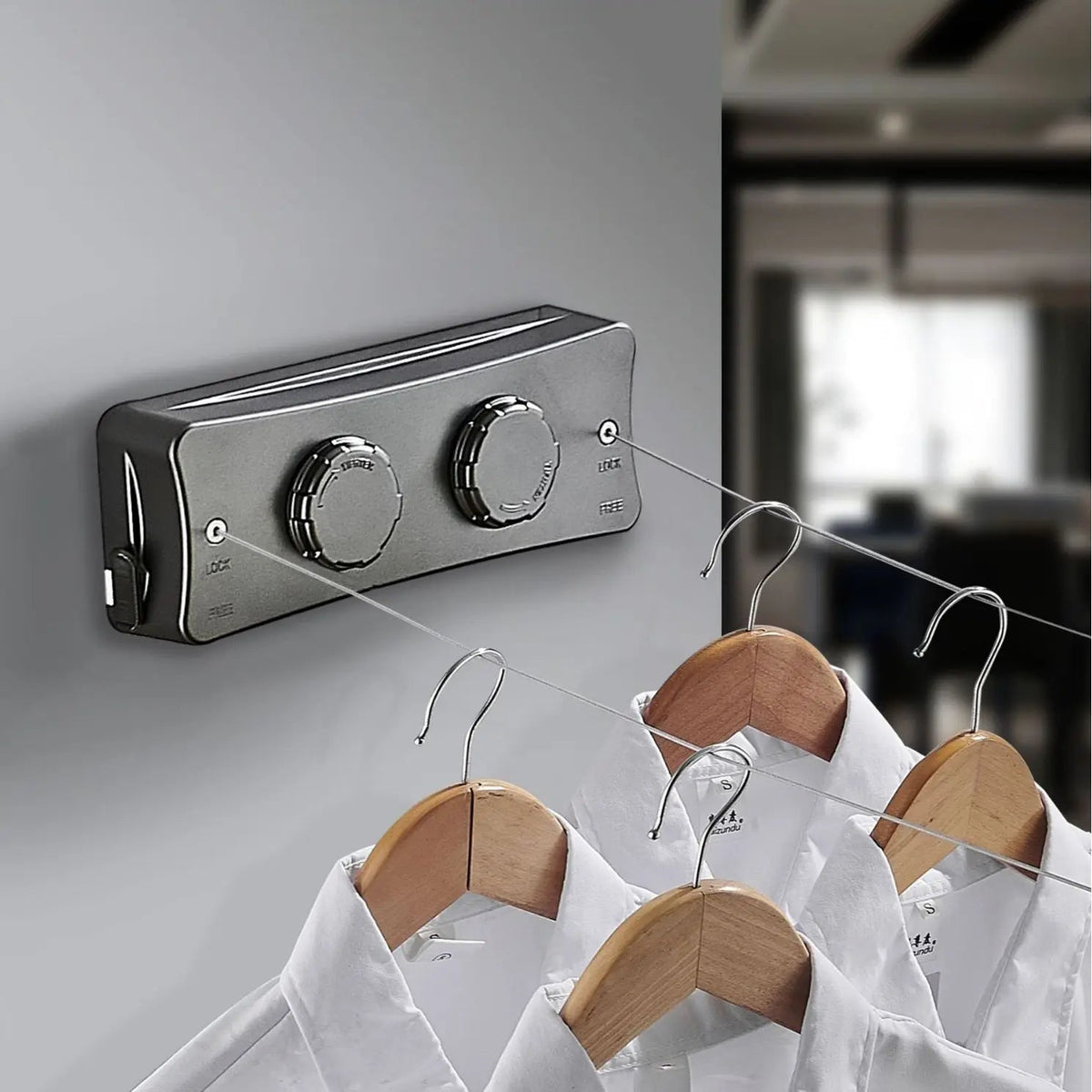 Retractable Washing Line Clothes Hanger for Drying Indoors with Double Rope Design