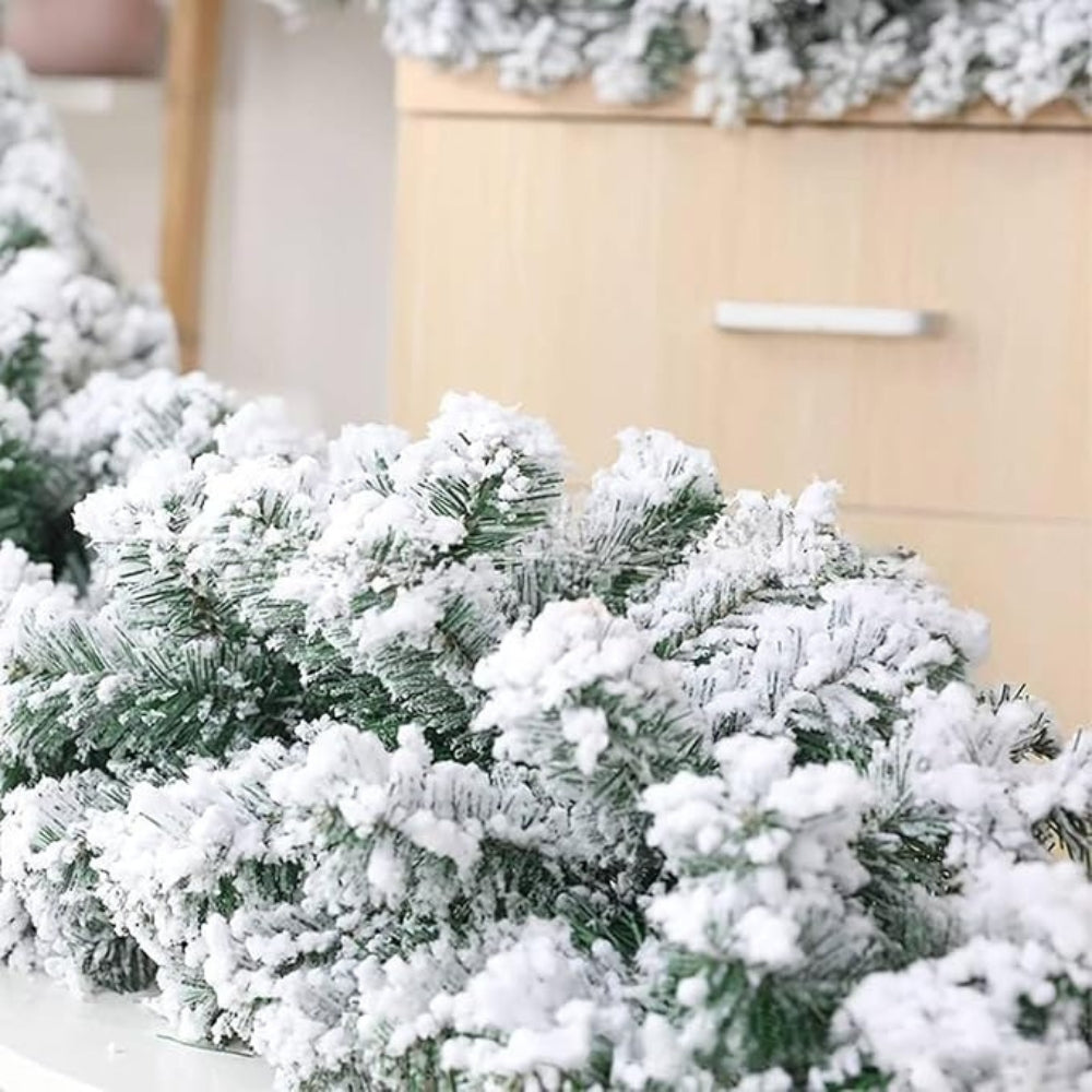 Christmas Garland Snow Flocked Pine and White Cedar for Stairs and Mantels