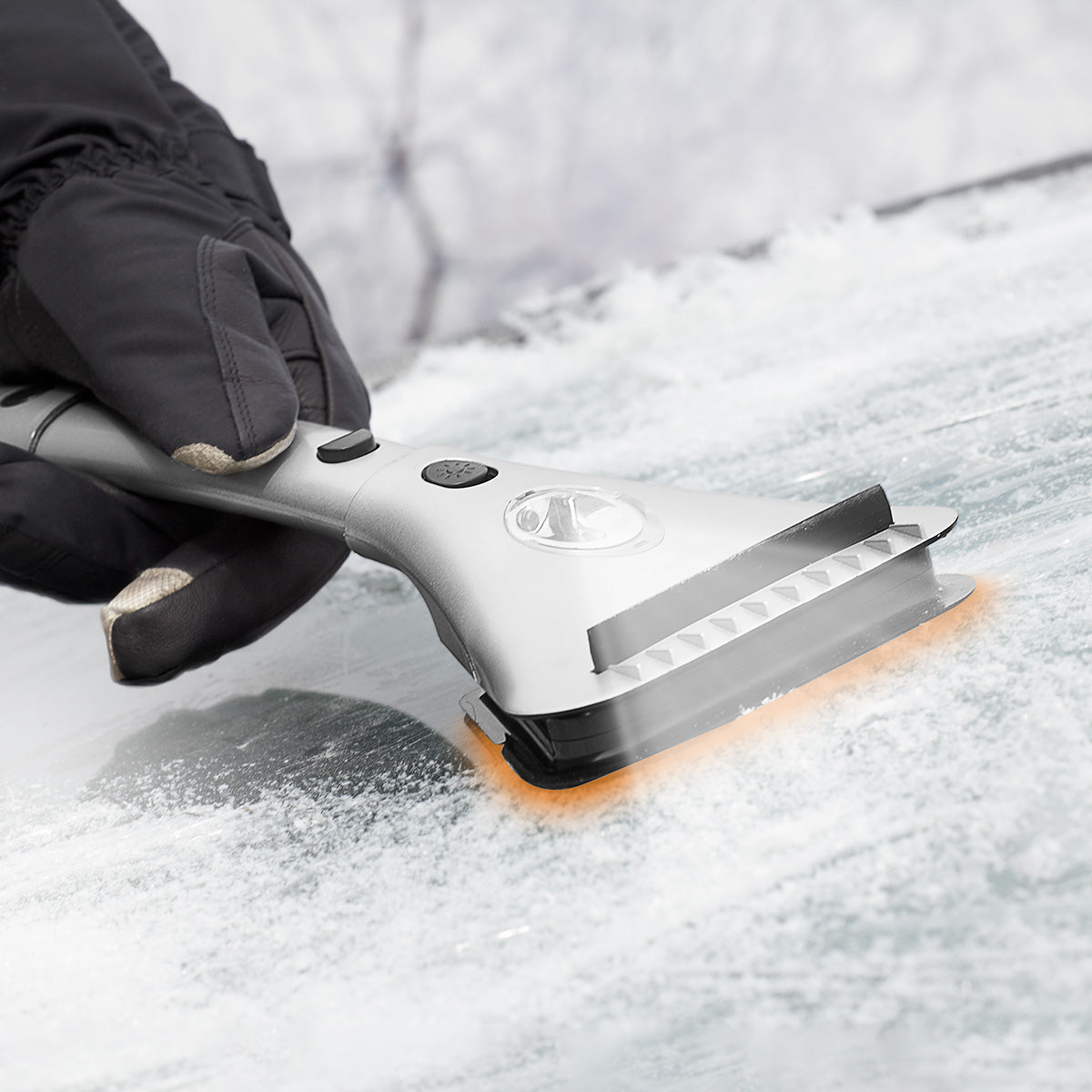 Heated Ice Scraper for Car with Extendable Handle and LED Work Light for Winter