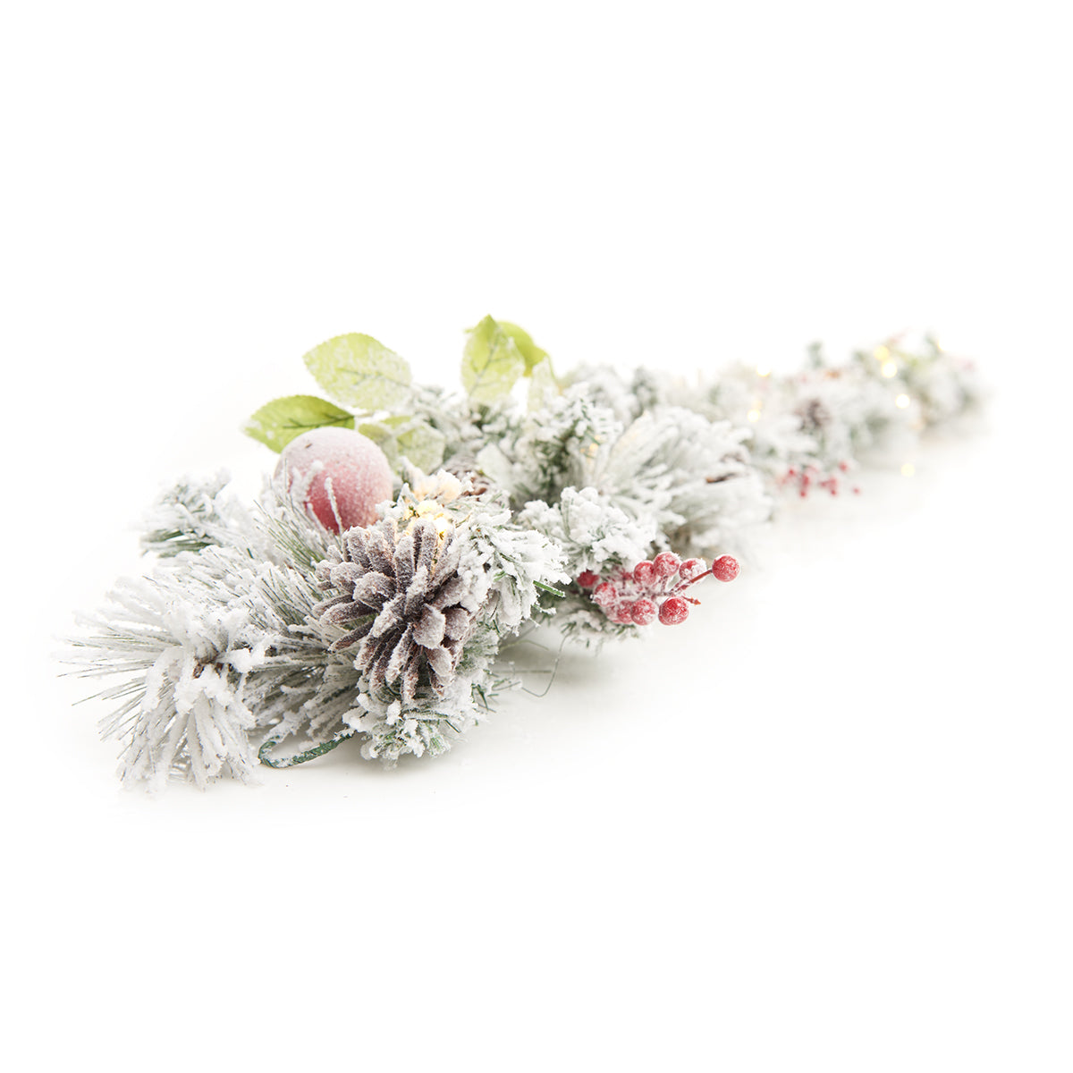 Pre Lit Garland White Flocked 9 Foot Cordless with Timer and 40 LEDs
