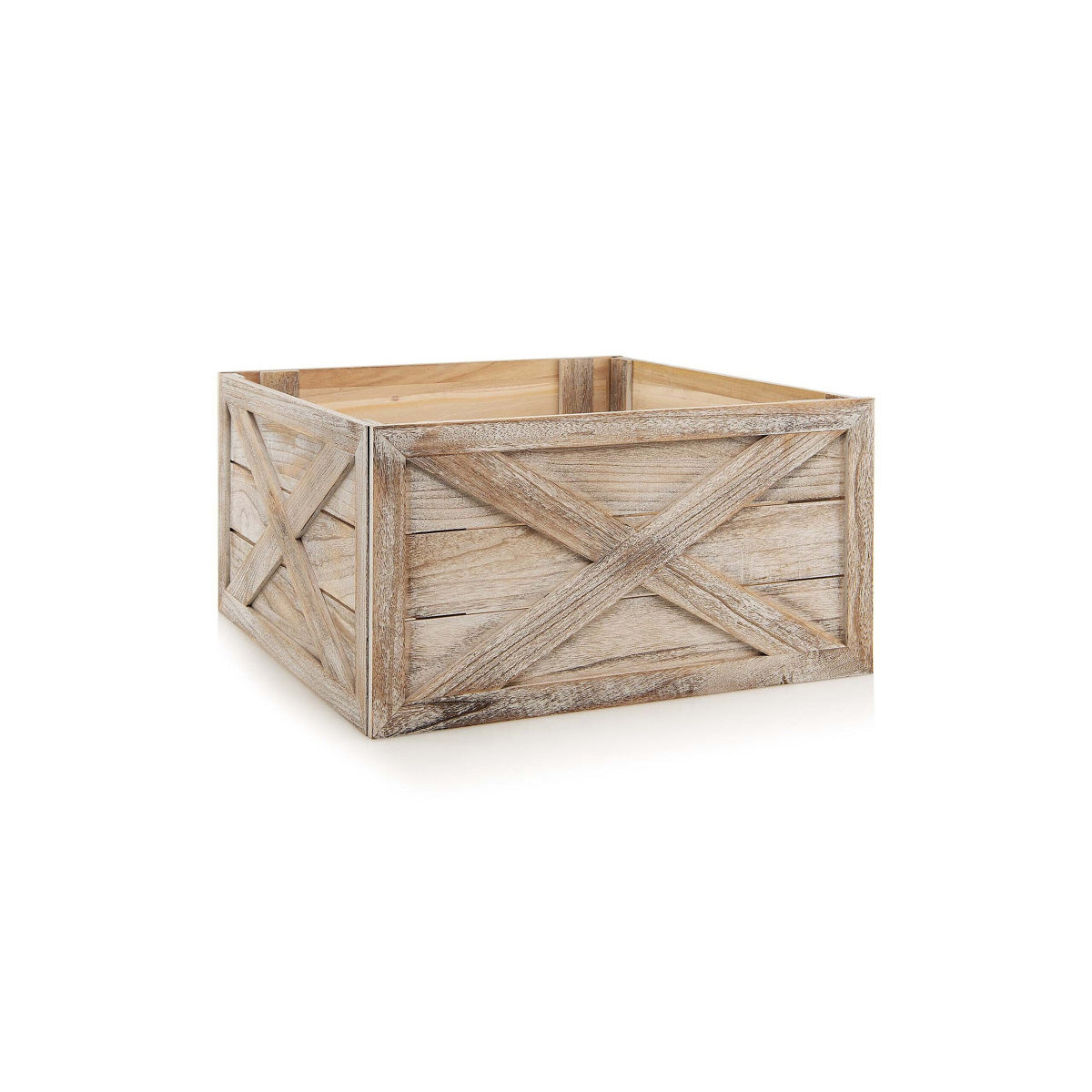 Christmas Tree Skirt Alternative Wooden Collar 72 cm in Whitewashed Wood