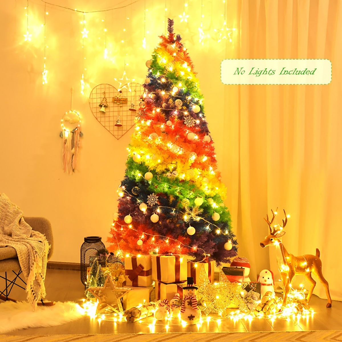 Artificial Christmas Tree Rainbow 7 Foot Unlit with 1213 Branch Tips