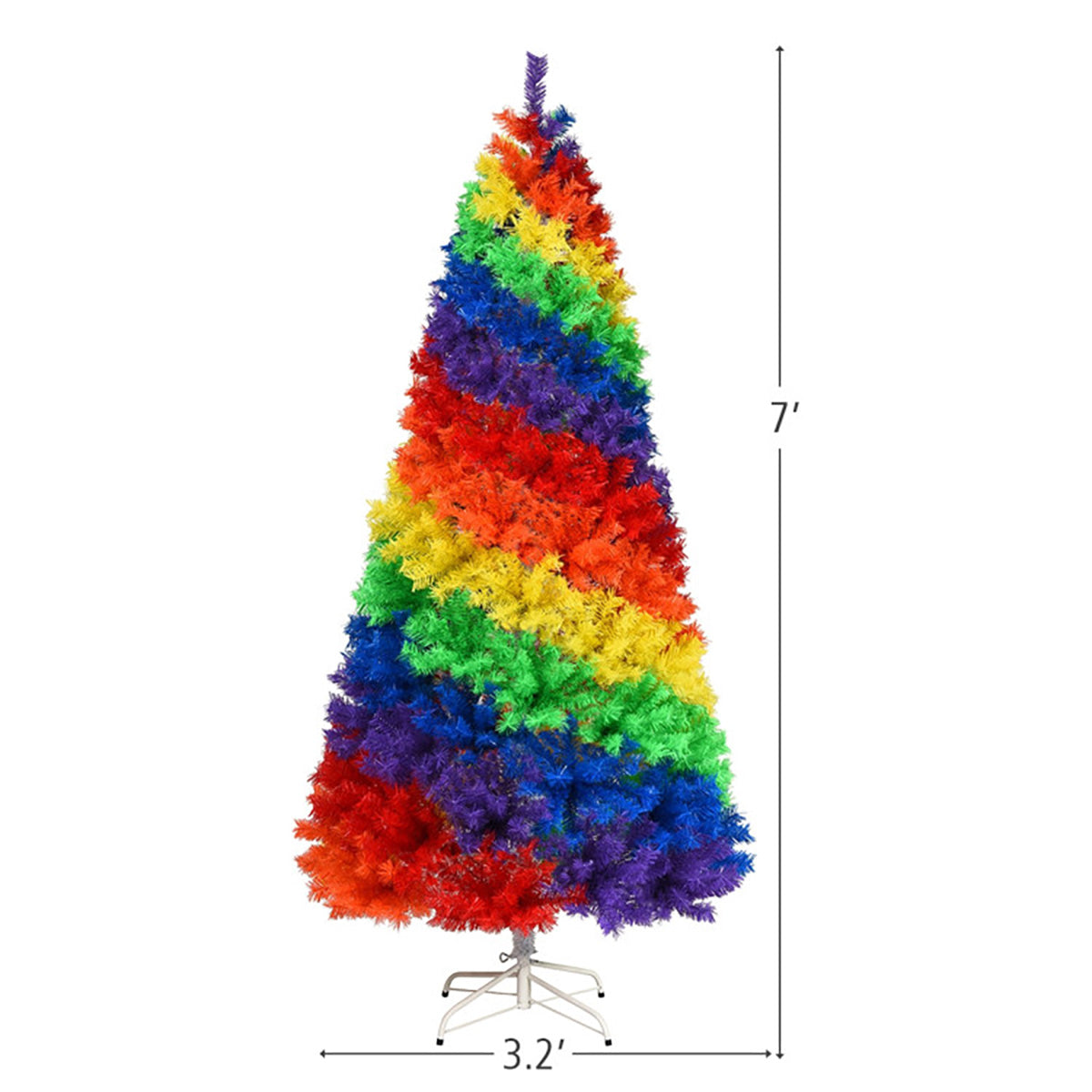 Artificial Christmas Tree Rainbow 7 Foot Unlit with 1213 Branch Tips