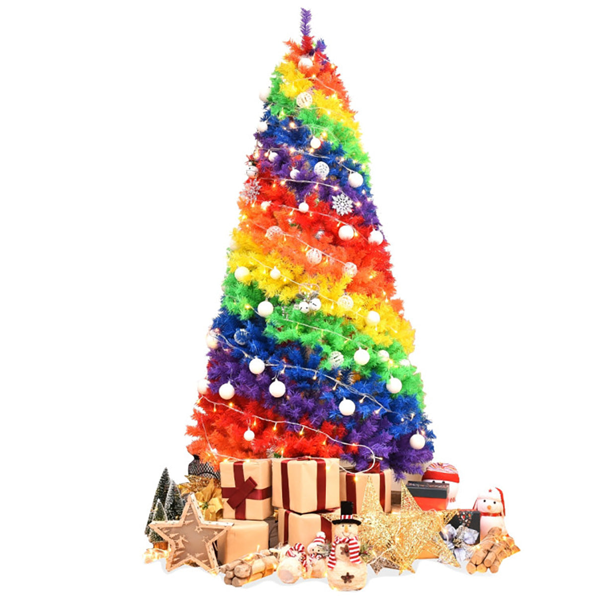 Artificial Christmas Tree Rainbow 7 Foot Unlit with 1213 Branch Tips