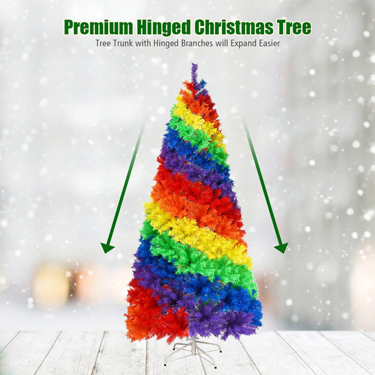 Artificial Christmas Tree Rainbow 7 Foot Unlit with 1213 Branch Tips