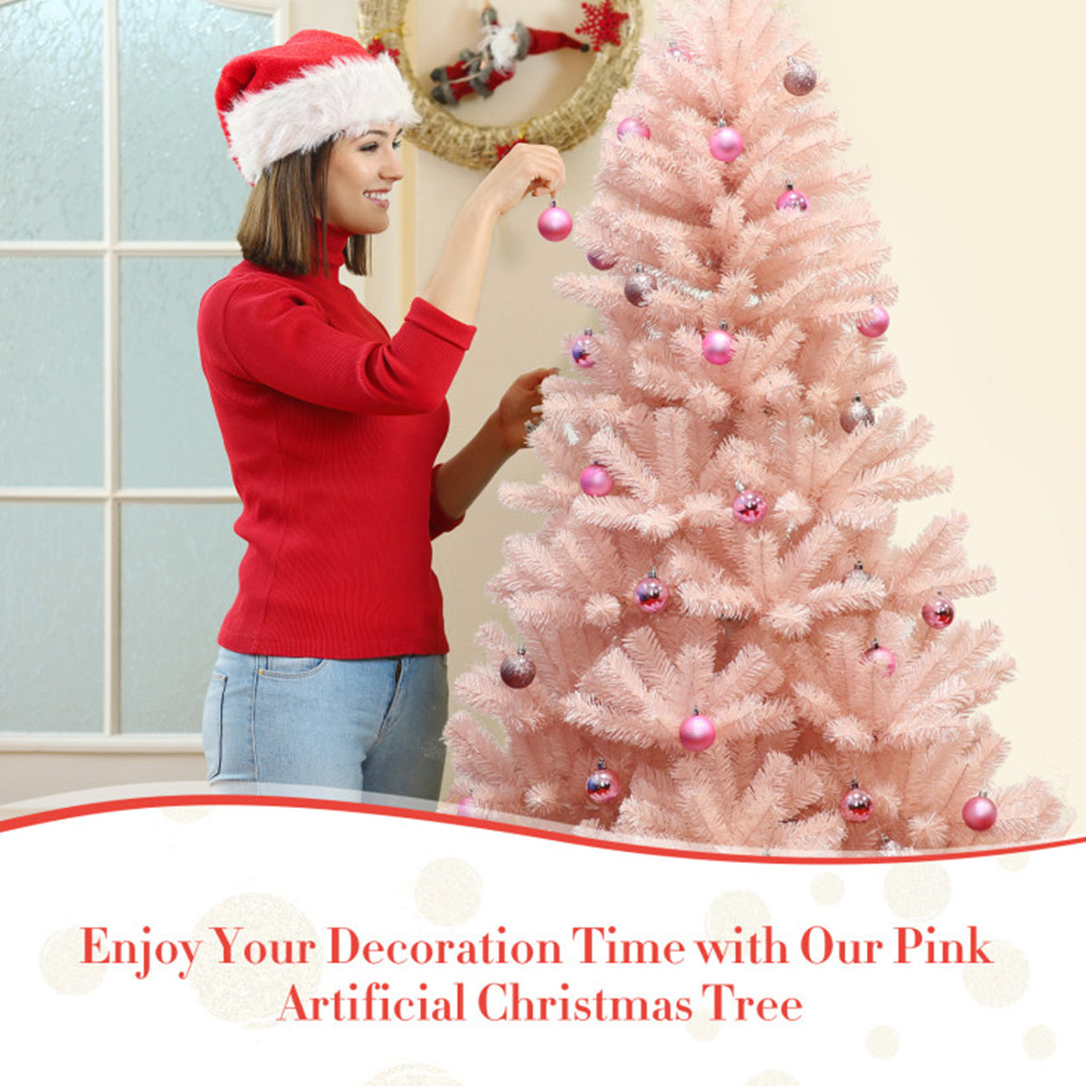 Artificial Christmas Tree Pink 6 Foot Pre Lit with 937 Branch Tips