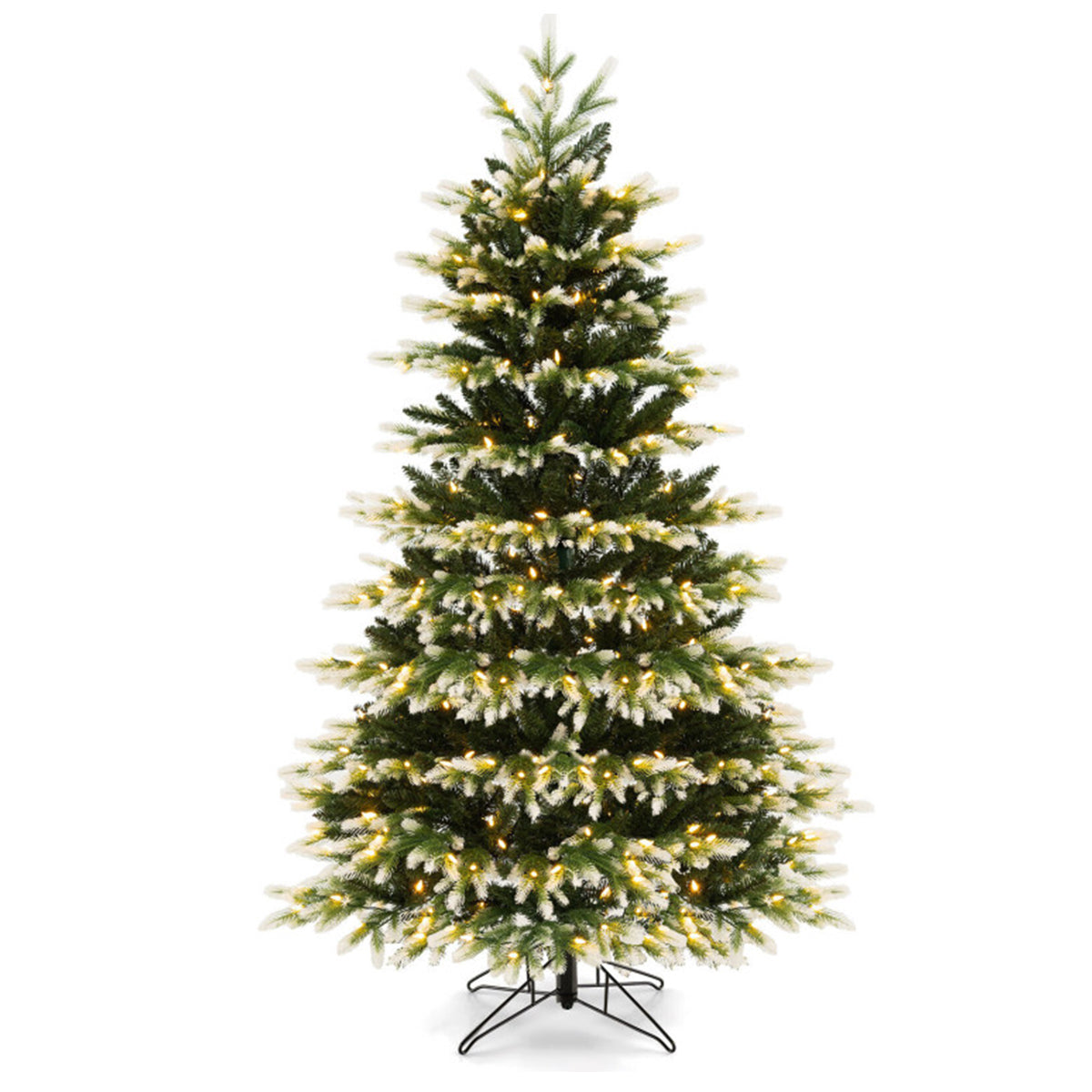 Pre Lit Christmas Tree Snowy Tipped Hinged with 2489 Branch Tips and Remote