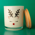Christmas Candle Reindeer Print in Four Scents on Glass