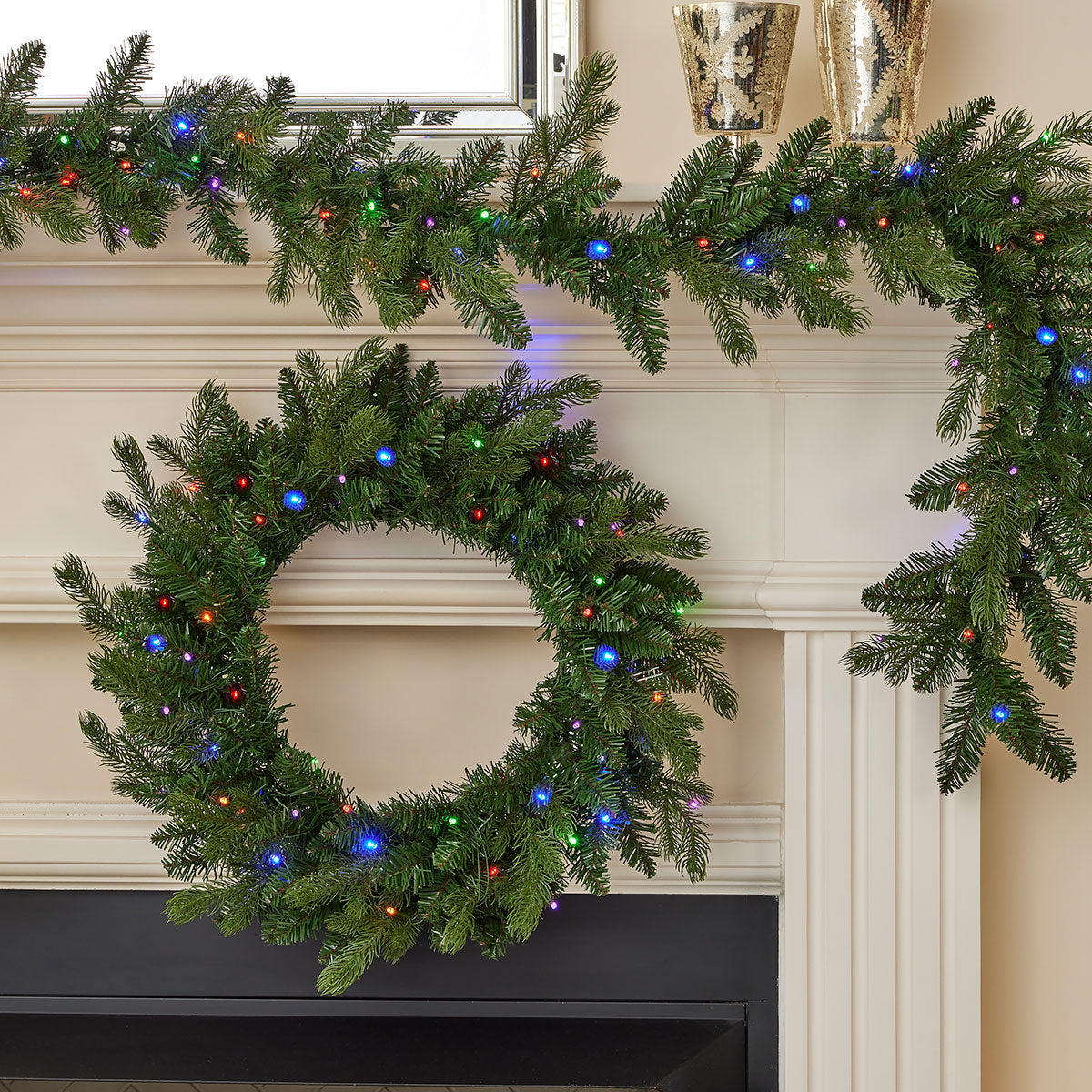Holiday Decor Pine Garland 6 Foot Lit with a Remote