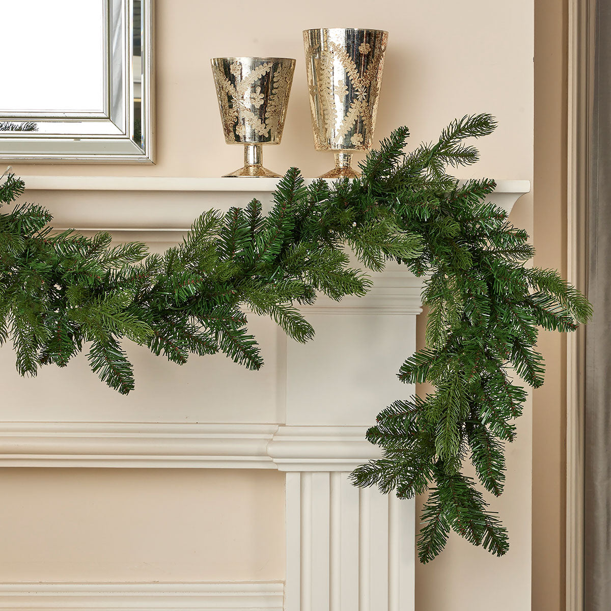 Holiday Decor Pine Garland 6 Foot Lit with a Remote