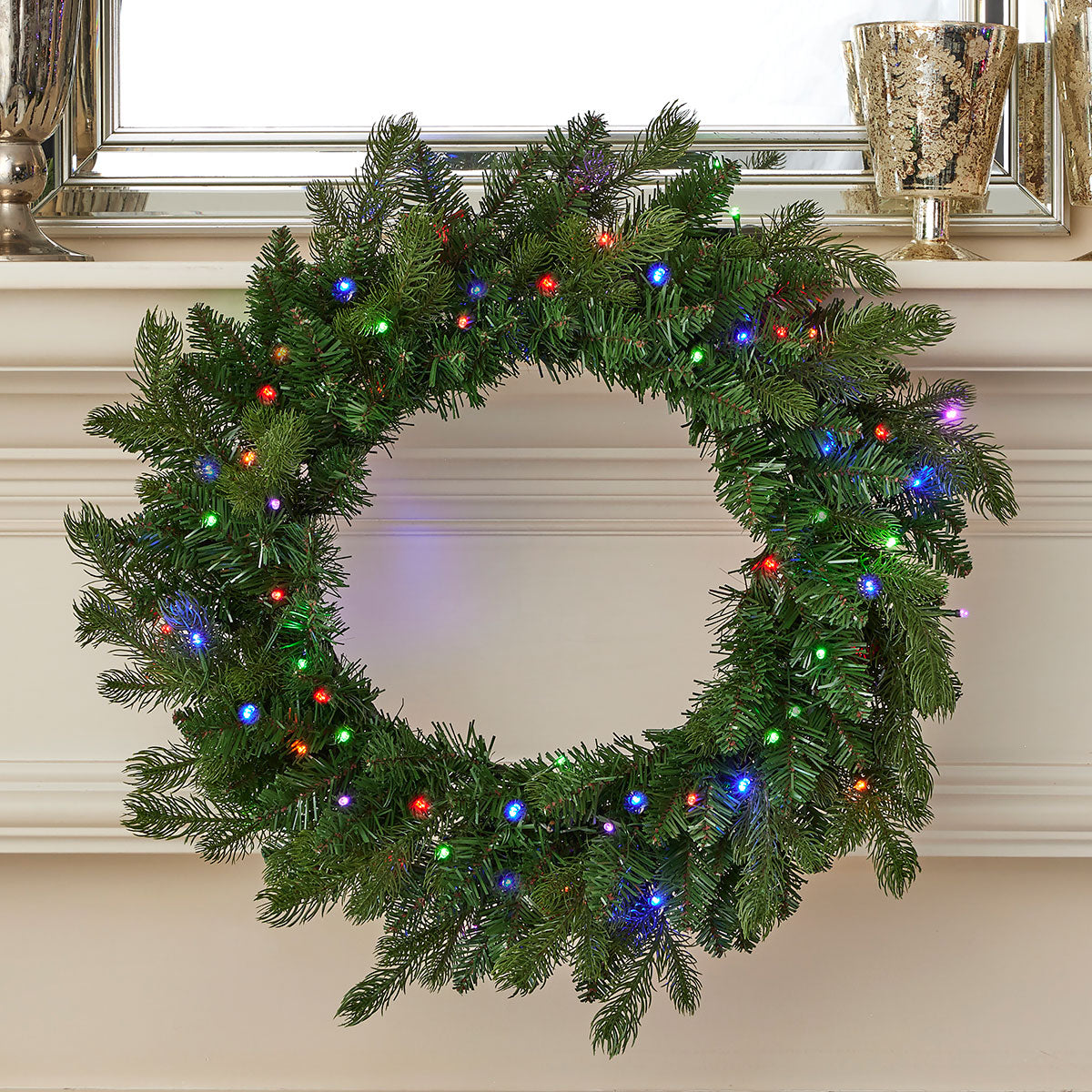 Holiday Decor Pine Wreath 24 Inch with Nine Light Functions
