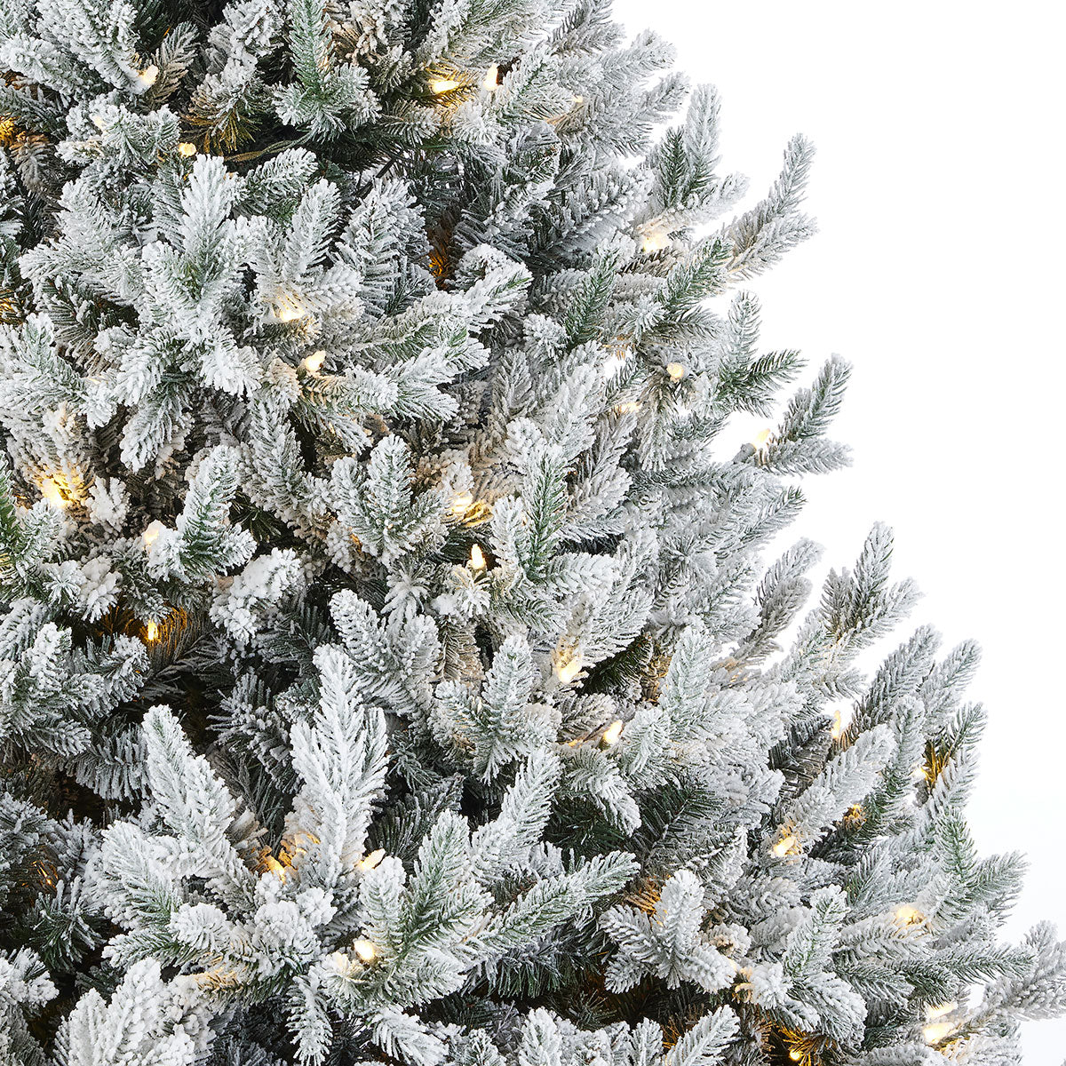Flocked Christmas Tree Fir at 7.5 or 9 Foot Pre Lit