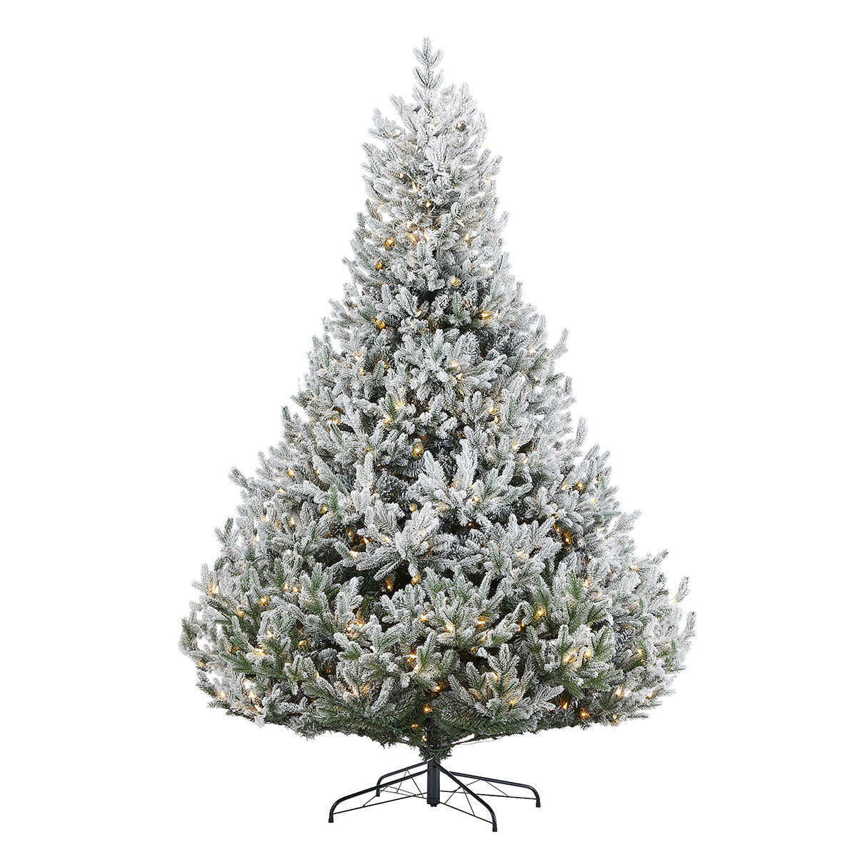 Flocked Christmas Tree Fir at 7.5 or 9 Foot Pre Lit