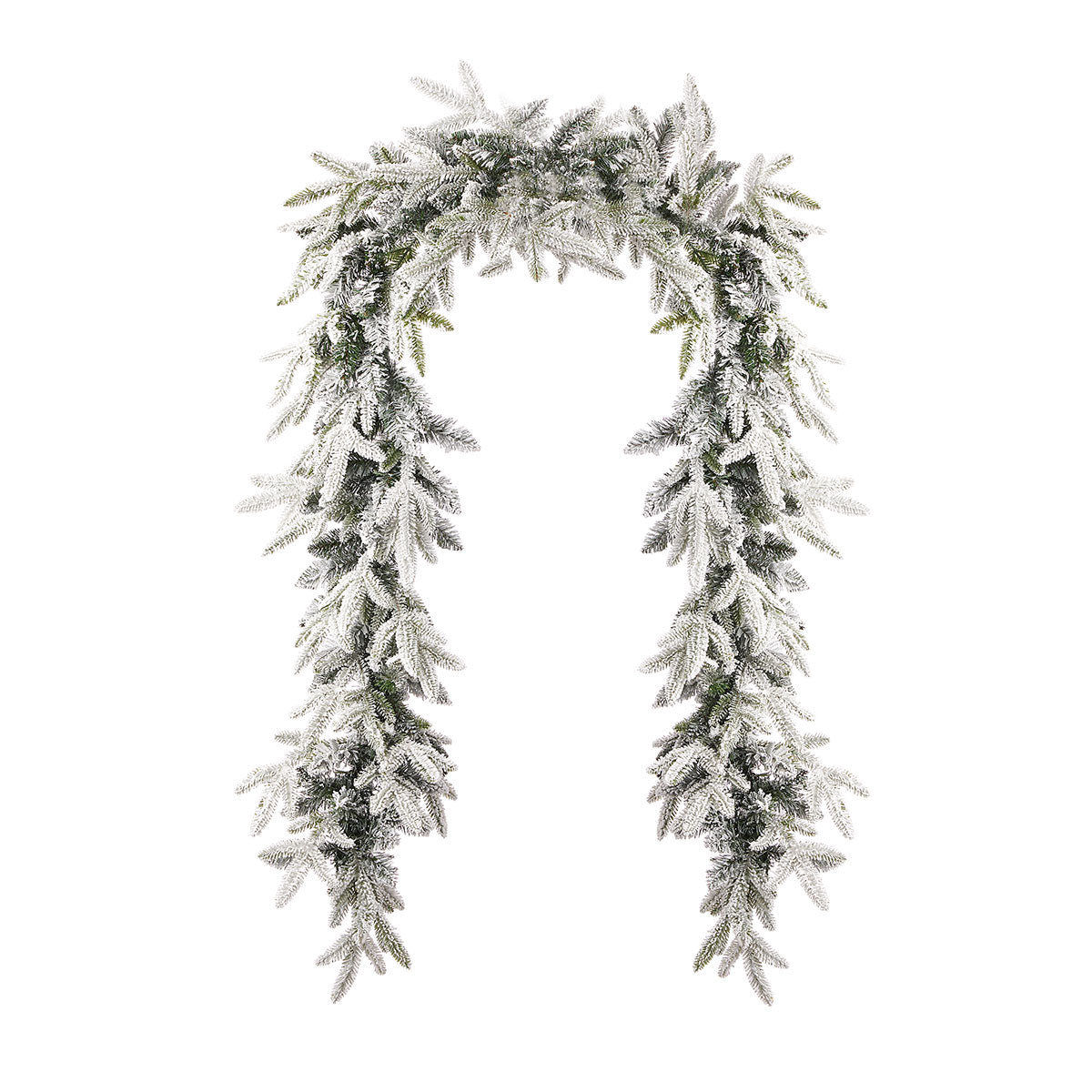 Holiday Decor Flocked Fir Garland 9 Foot with Warm LEDs