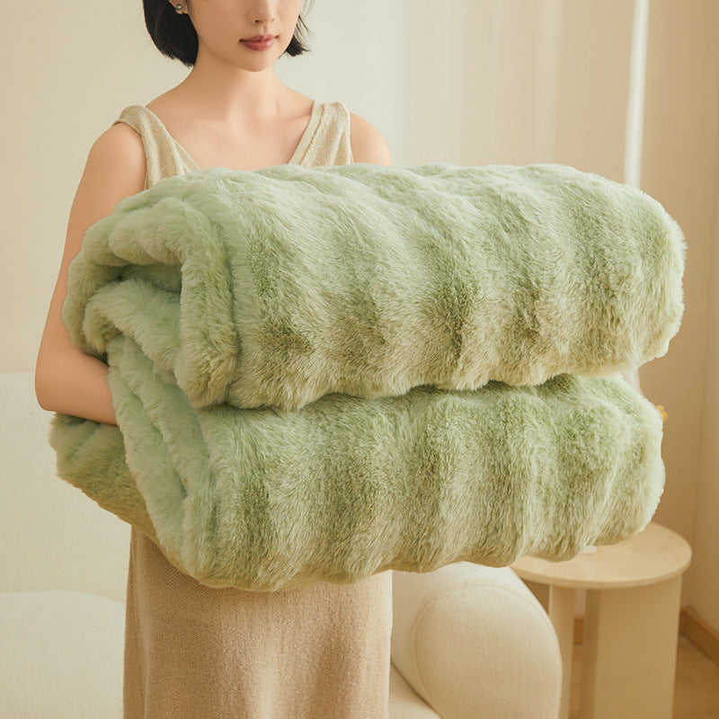 Throw Blanket Reversible Coral Fleece Nylon Fibre Weave for Sofa and Bed in Winter
