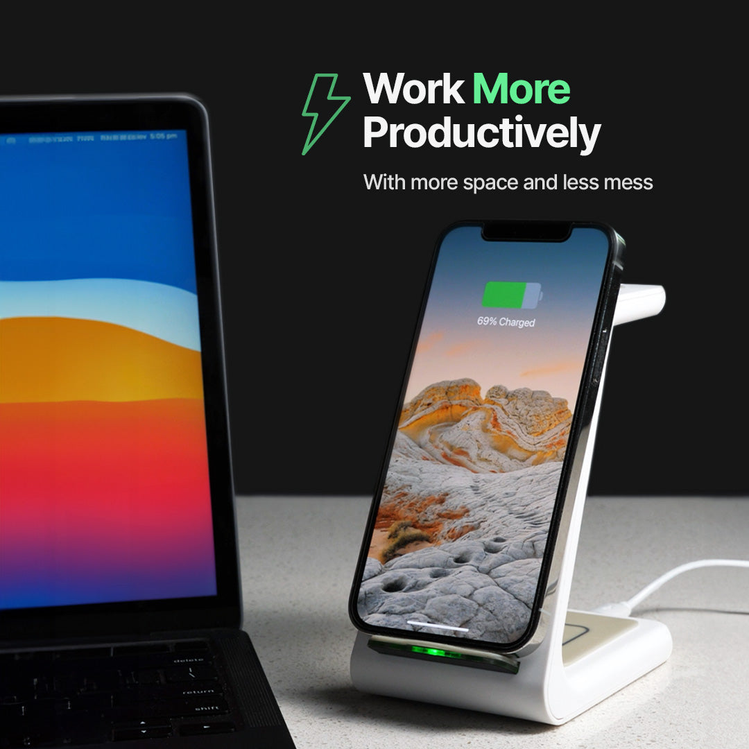 3 in 1 Wireless Charging Station 15W Fast Charger Dock for Phone Watch and Earbuds