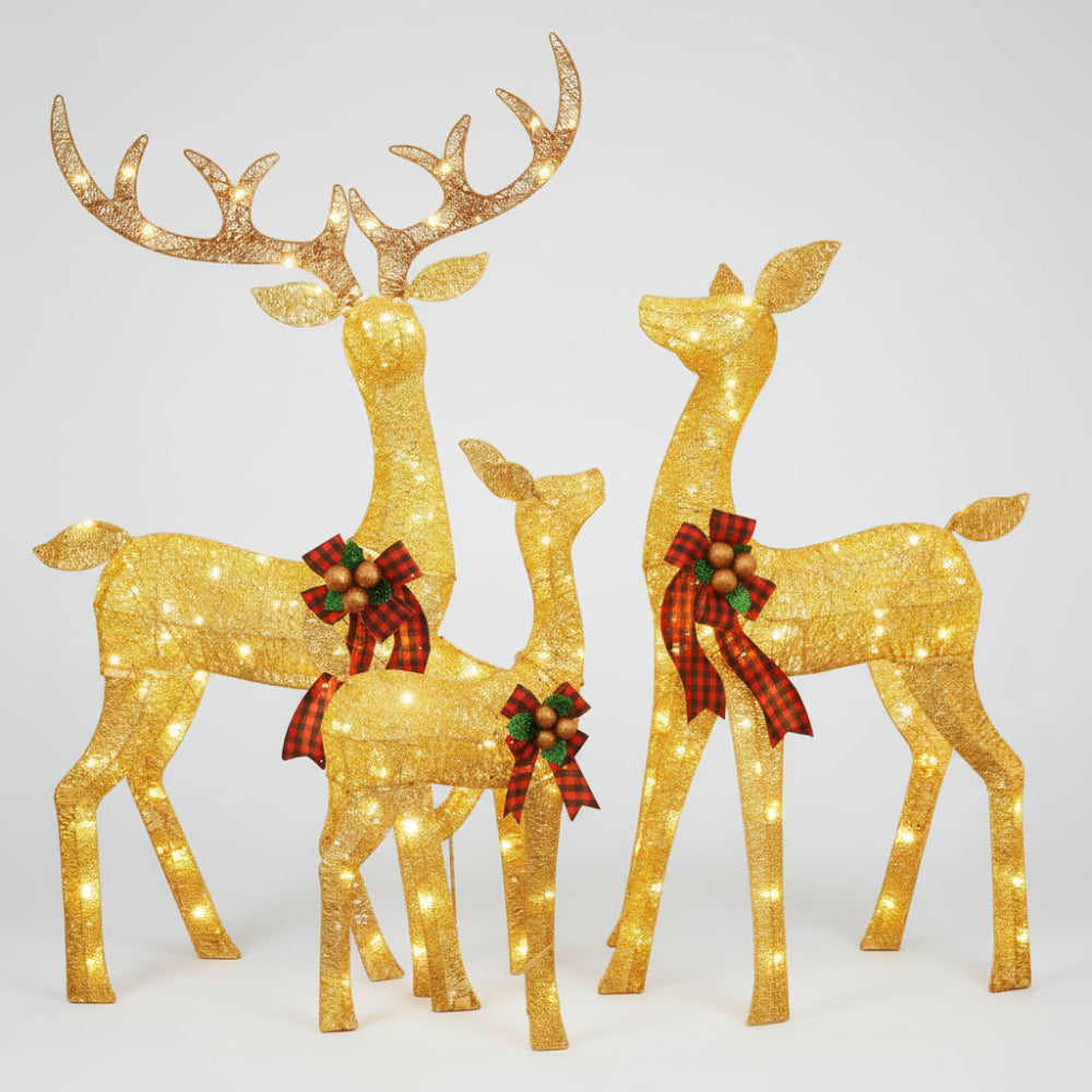 Christmas Decorations LED Reindeer Set of Three for Gardens with Stakes