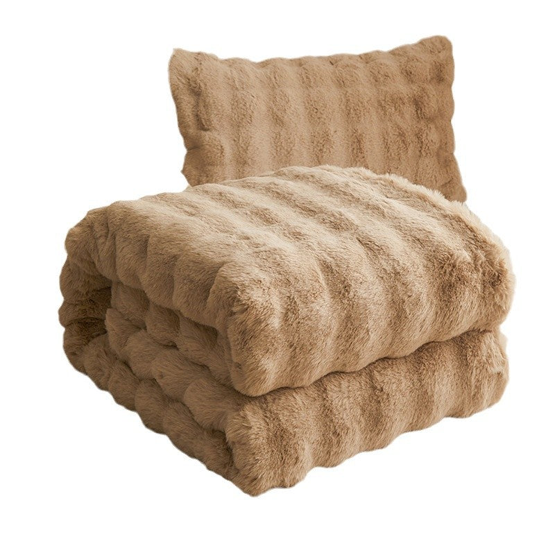 Throw Blanket Reversible Coral Fleece Nylon Fibre Weave for Sofa and Bed in Winter