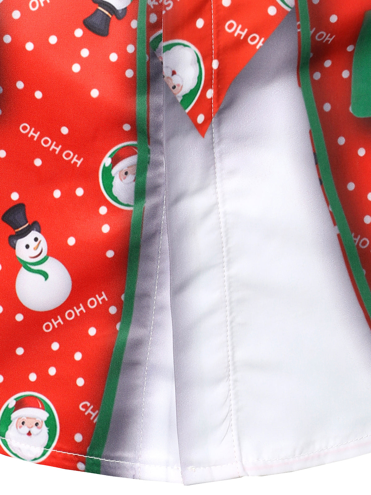 Christmas Snowman and Santa Print Shirt Red Long Sleeve Button Front for Men