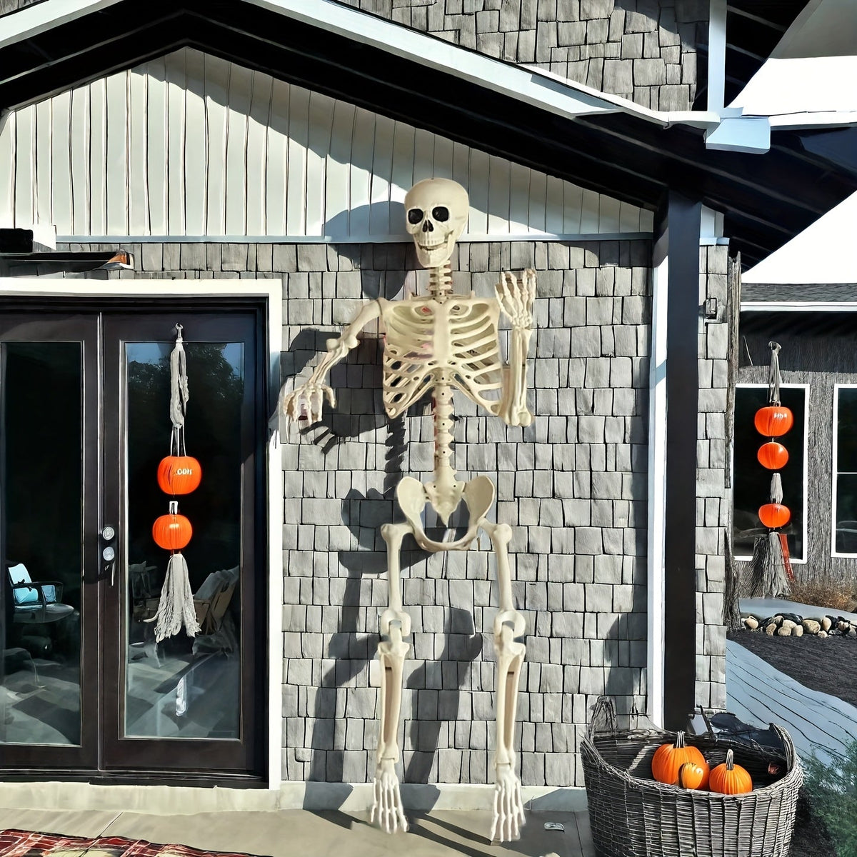 Large Halloween Skeleton 5.5ft Posable Full Body Figure for Indoor and Outdoor Displays