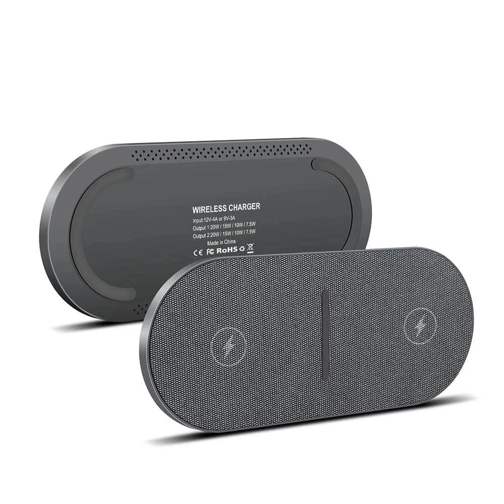 Dual Wireless Charging Station 40W Fast Charger Pad with LED Display for Phone and Earbuds
