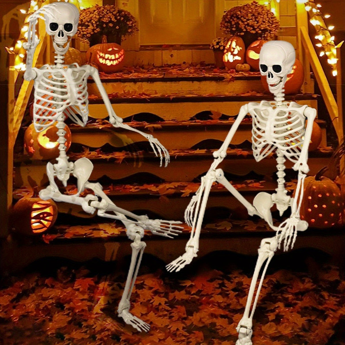 Large Halloween Skeleton 5.5ft Posable Full Body Figure for Indoor and Outdoor Displays