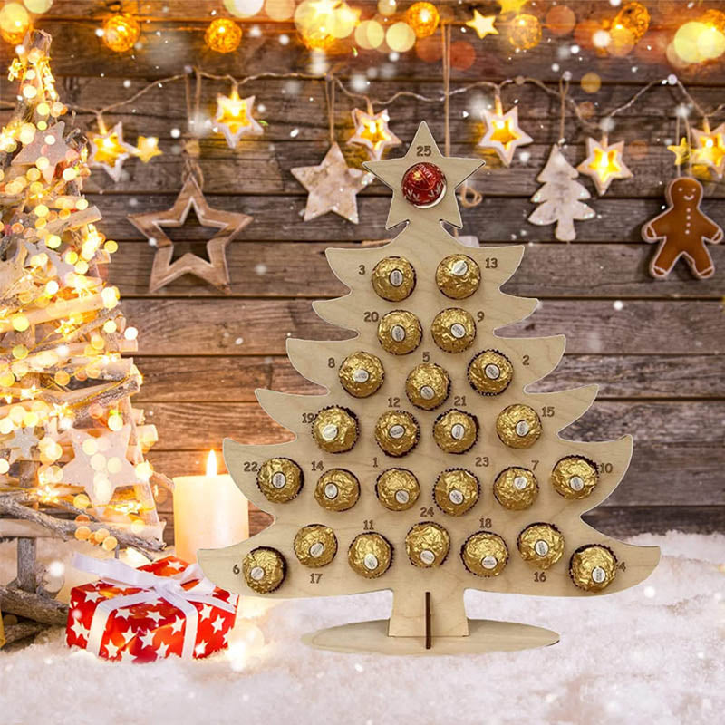 Advent Calendar Wooden Stand for Chocolates in Two Shapes