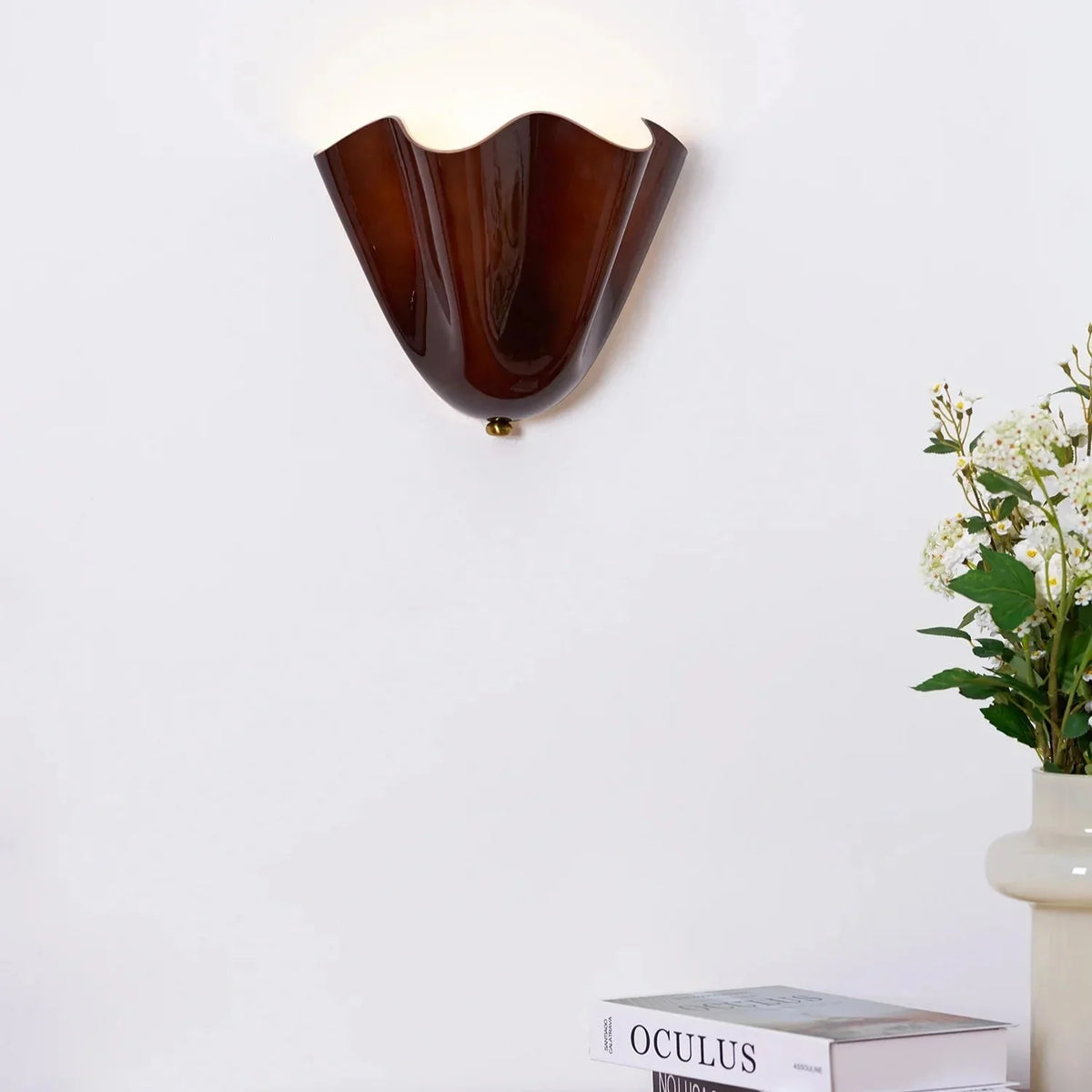 Stained Glass Wall Sconce Retro Art Deco LED with Iron Base and E14 Warm White Shade