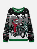 Ugly Christmas Sweater Santa on a Chopper in the Mountains
