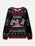 Ugly Christmas Sweater Naughty Santa in Black up to Size 6XL