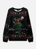 Ugly Christmas Sweater Santa with a Dinosaur Pulling the Sleigh