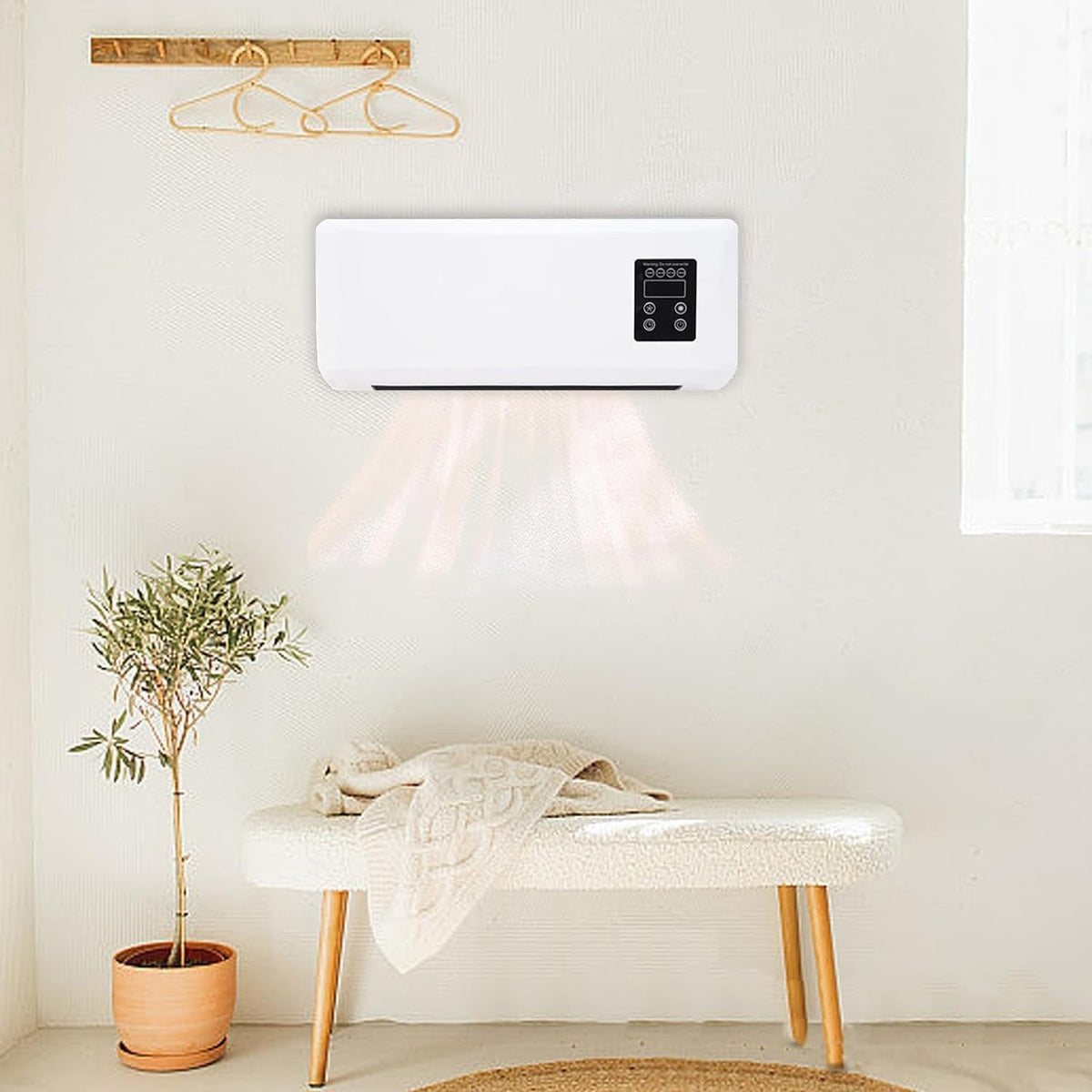 Wall Mounted Clothes Airer and Room Heater 2 in 1 with Remote Control