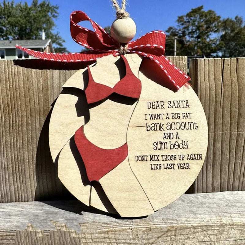 Christmas Decorations Wooden Ornament with Six Humorous Designs