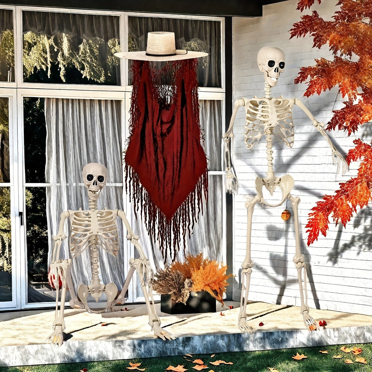 Large Halloween Skeleton 5.5ft Posable Full Body Figure for Indoor and Outdoor Displays