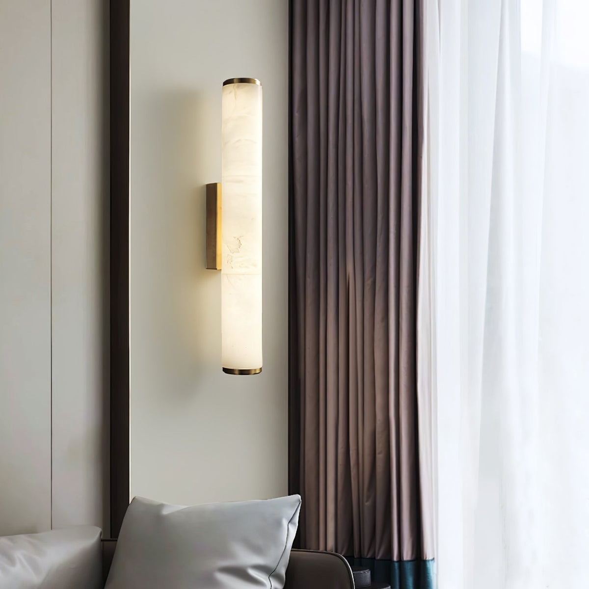 Office Lamp Marble Effect Wall Sconce LED with Copper Detail for a Minimalist Study Desk