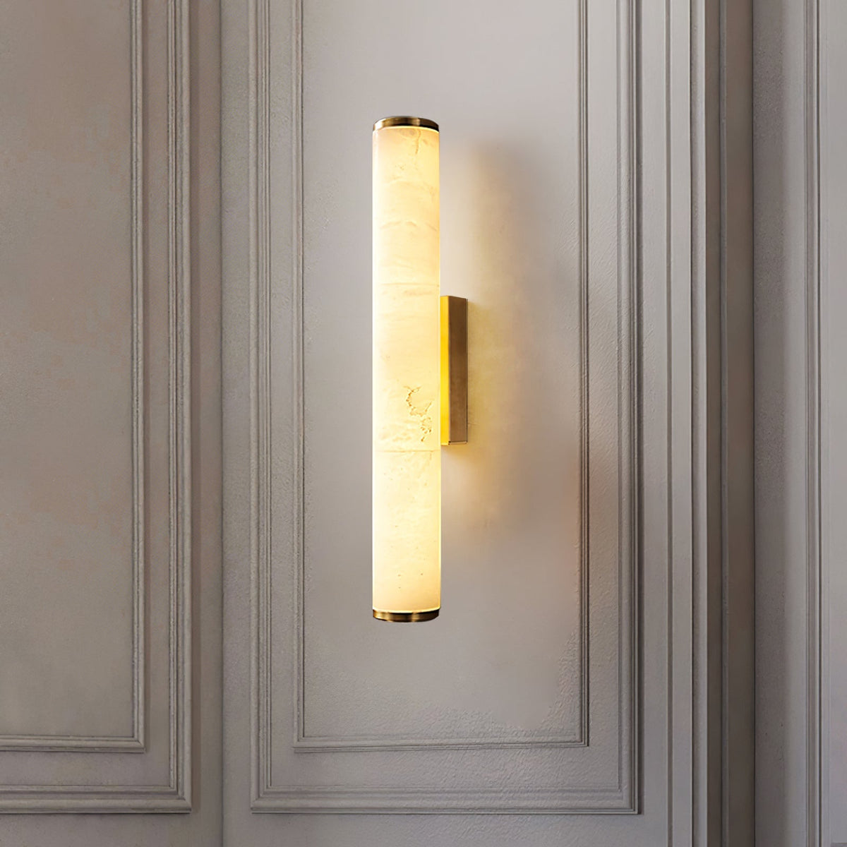 Office Lamp Marble Effect Wall Sconce LED with Copper Detail for a Minimalist Study Desk