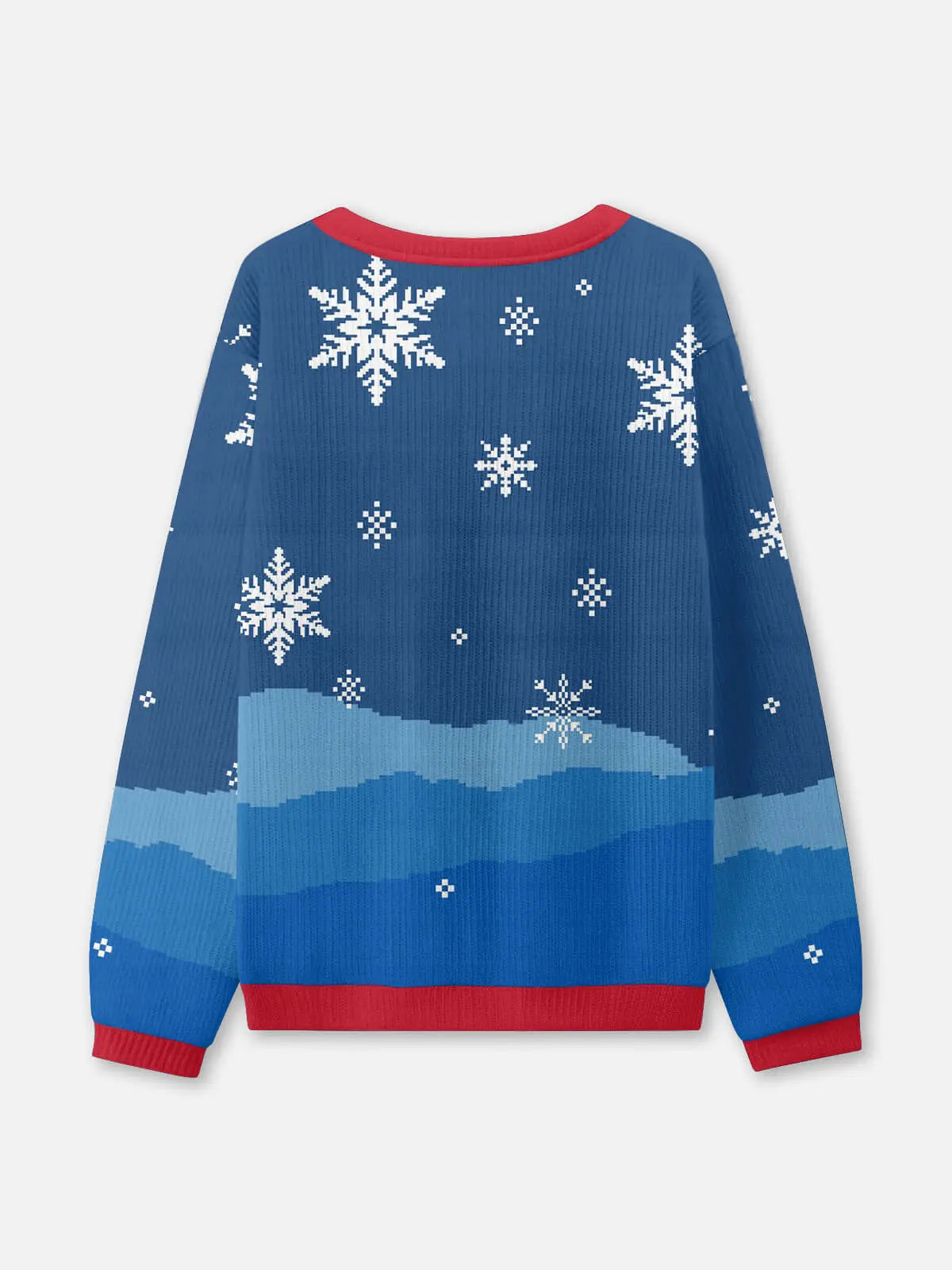 Ugly Christmas Sweater Snowman and a Missing Carrot in Blue