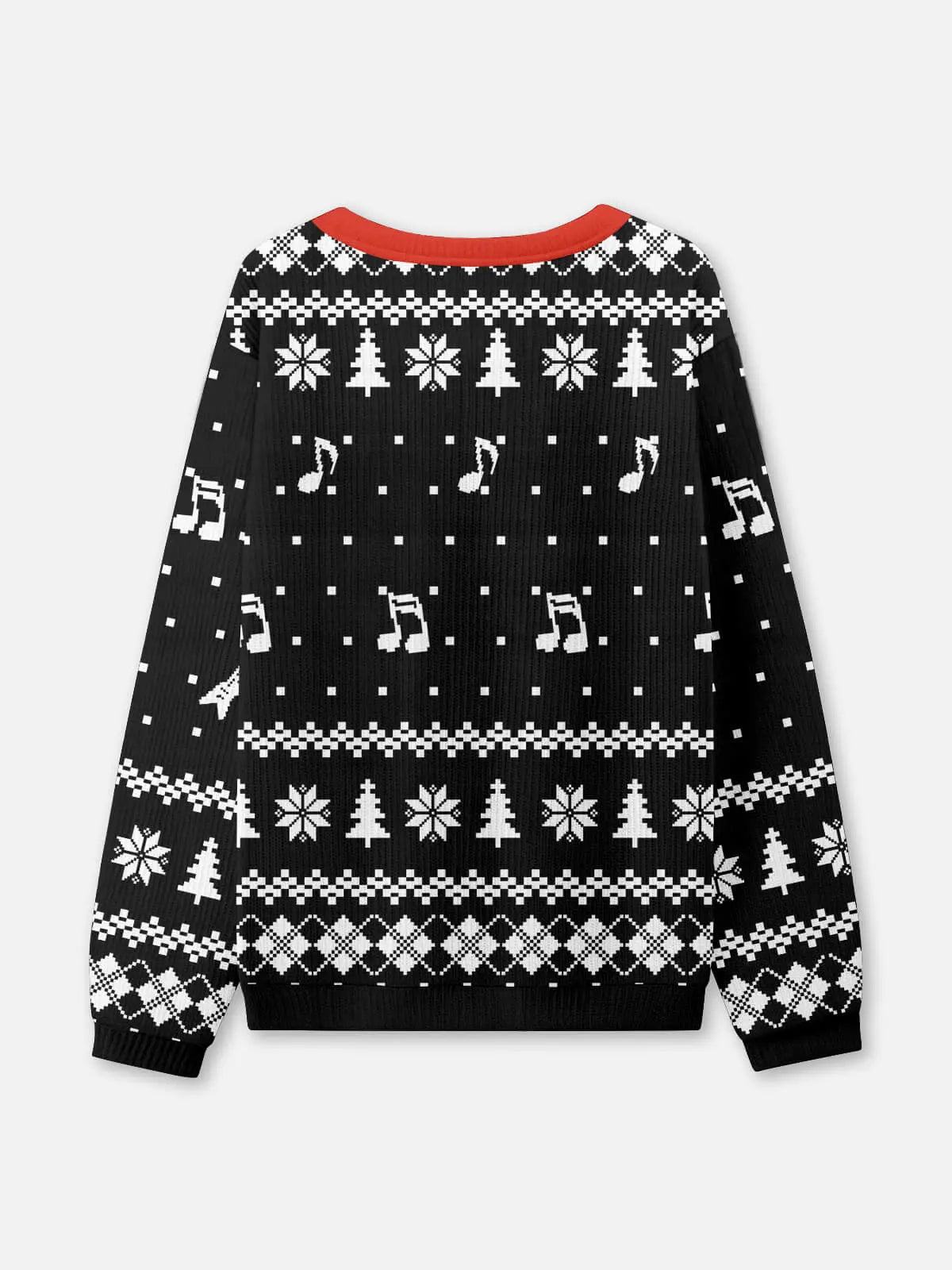 Ugly Christmas Sweater Santa Throwing the Horns in Black or White
