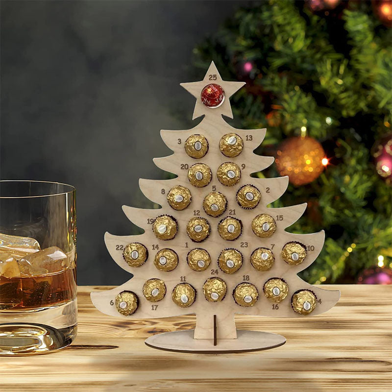 Advent Calendar Wooden Stand for Chocolates in Two Shapes