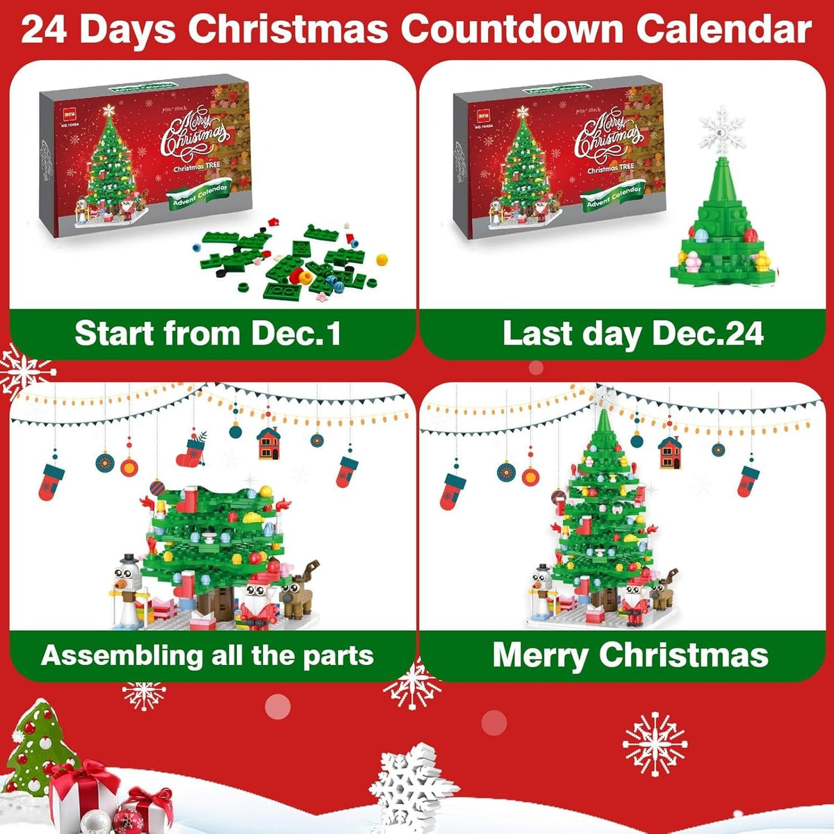 Advent Calendar Building Blocks in a 24 Grid Toy Set