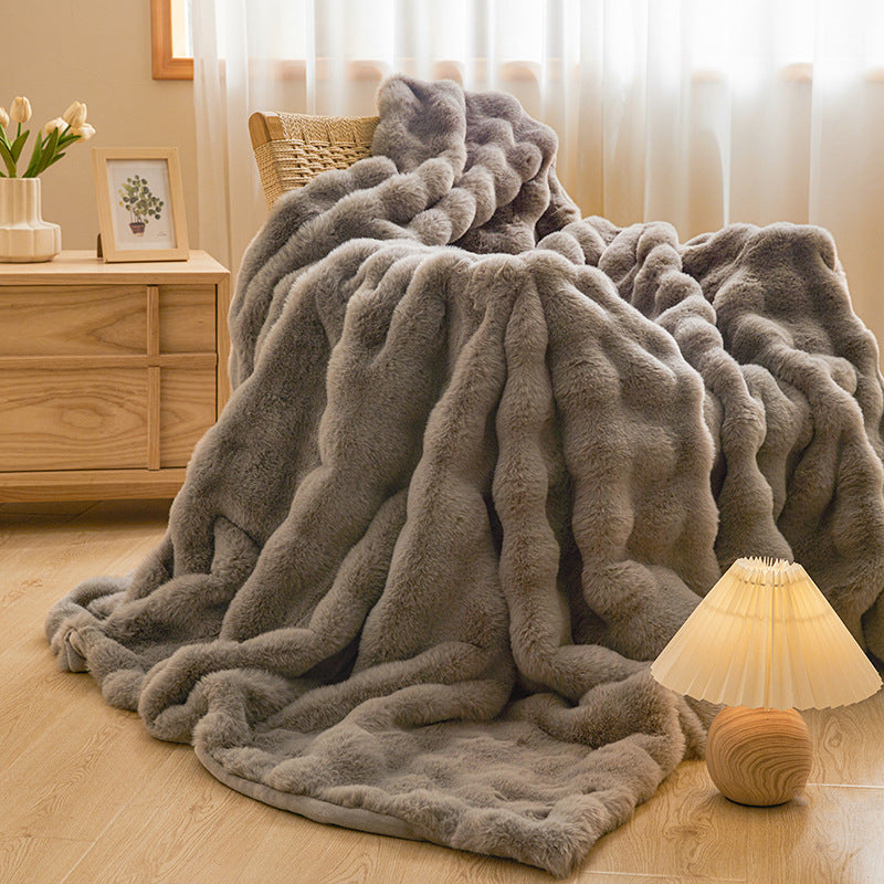 Throw Blanket Reversible Coral Fleece Nylon Fibre Weave for Sofa and Bed in Winter