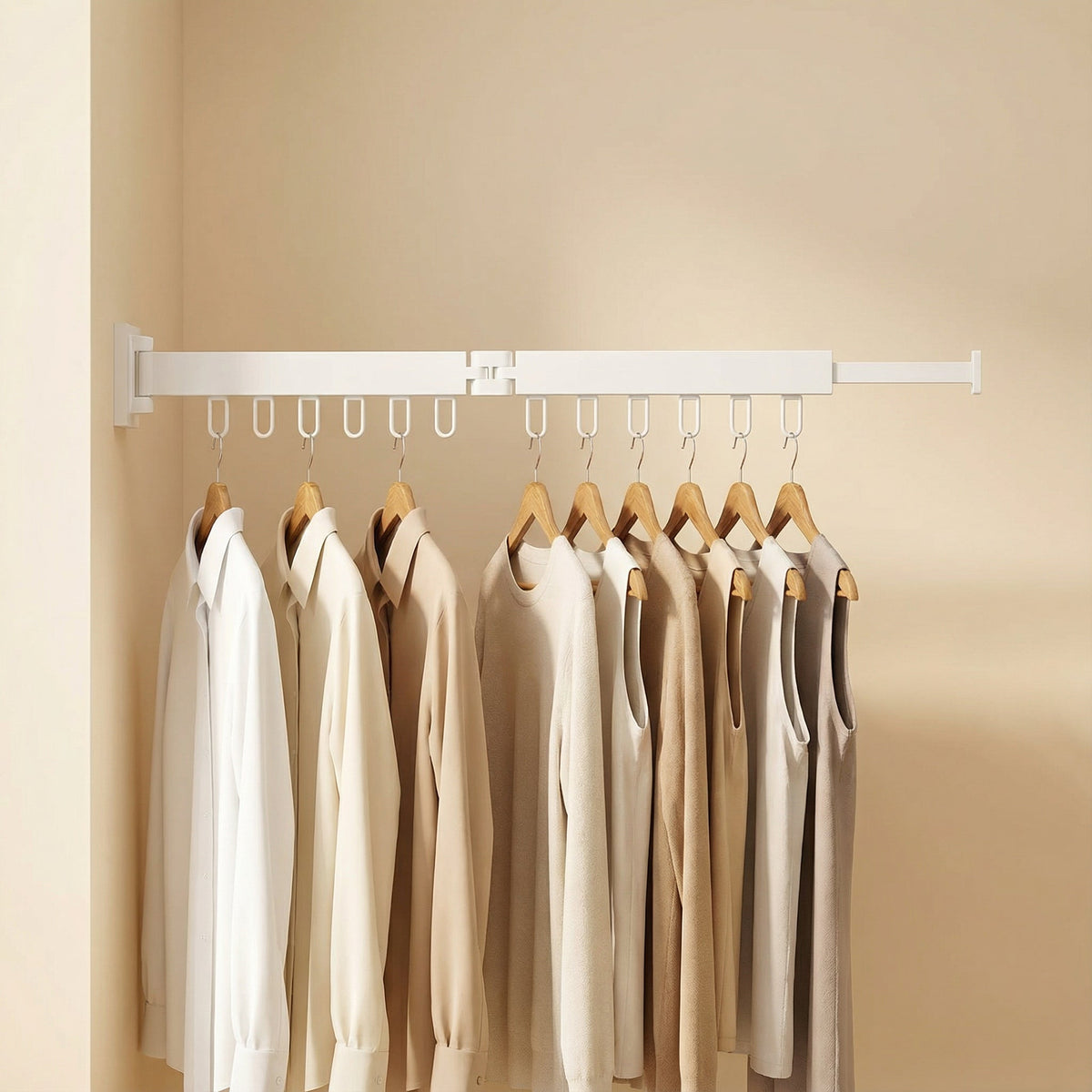Retractable Wall Mounted Drying Rack Folding Indoor Clothes Hanger in Black or White