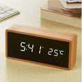 Digital Alarm Clock Wooden LED Display with Temperature for Bedroom and Desk USB Powered