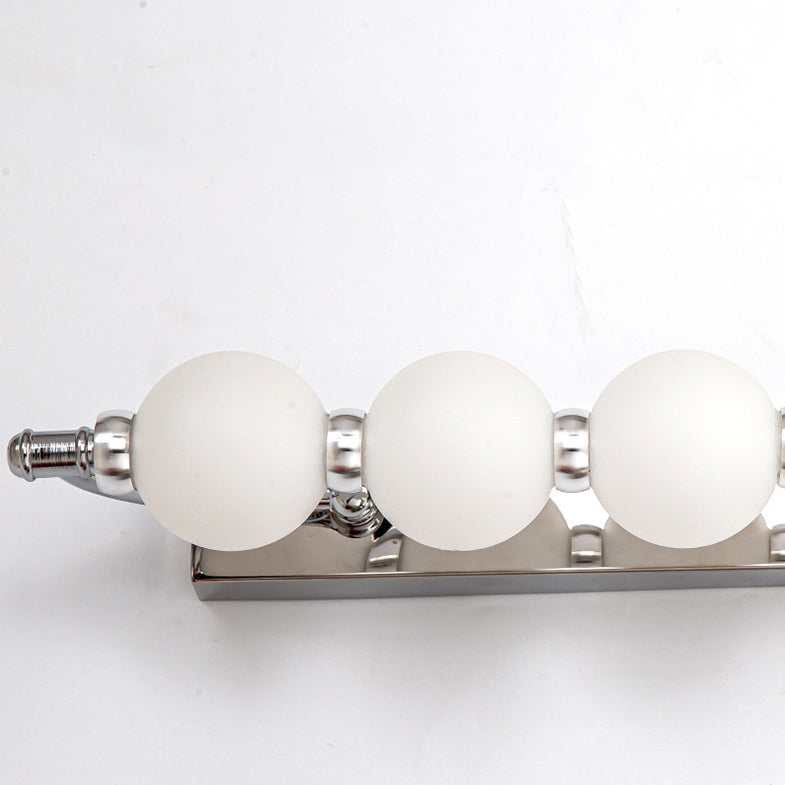 Chrome LED Bathroom Light Vanity Wall Bar with Round Globe Bulbs
