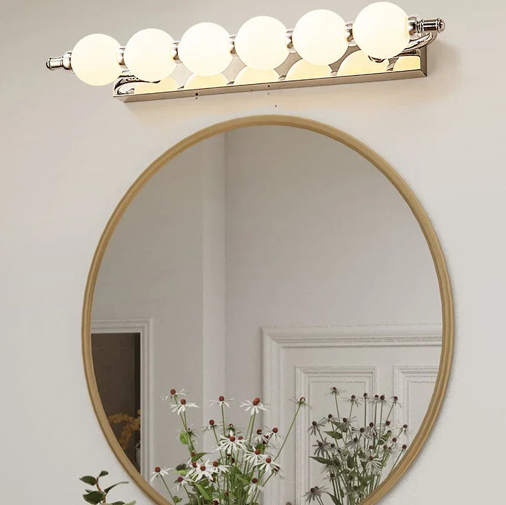 Chrome LED Bathroom Light Vanity Wall Bar with Round Globe Bulbs