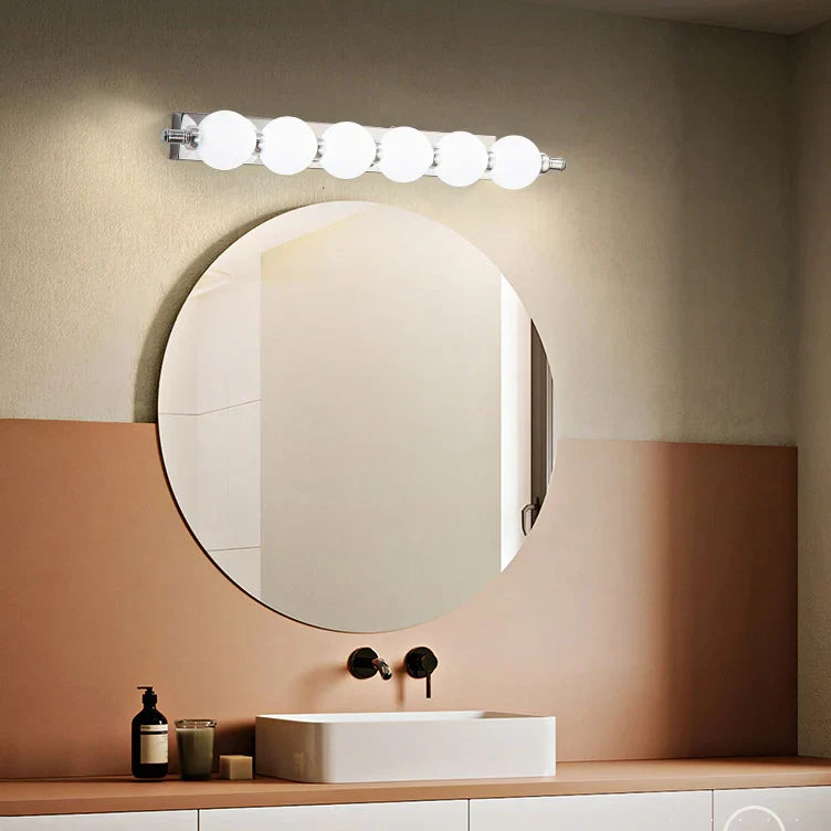 Chrome LED Bathroom Light Vanity Wall Bar with Round Globe Bulbs