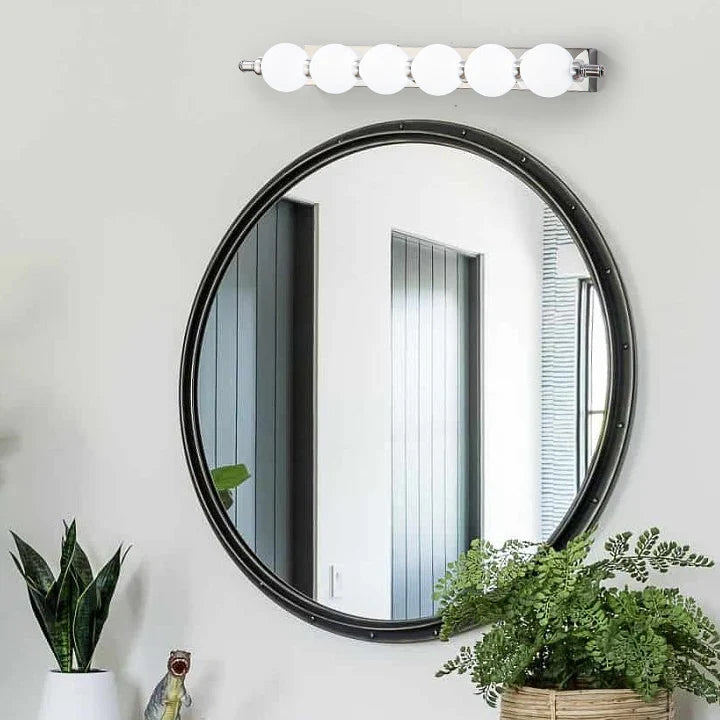 Chrome LED Bathroom Light Vanity Wall Bar with Round Globe Bulbs