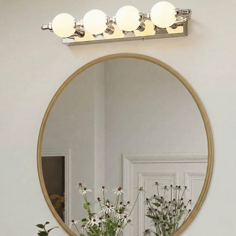 Chrome LED Bathroom Light Vanity Wall Bar with Round Globe Bulbs