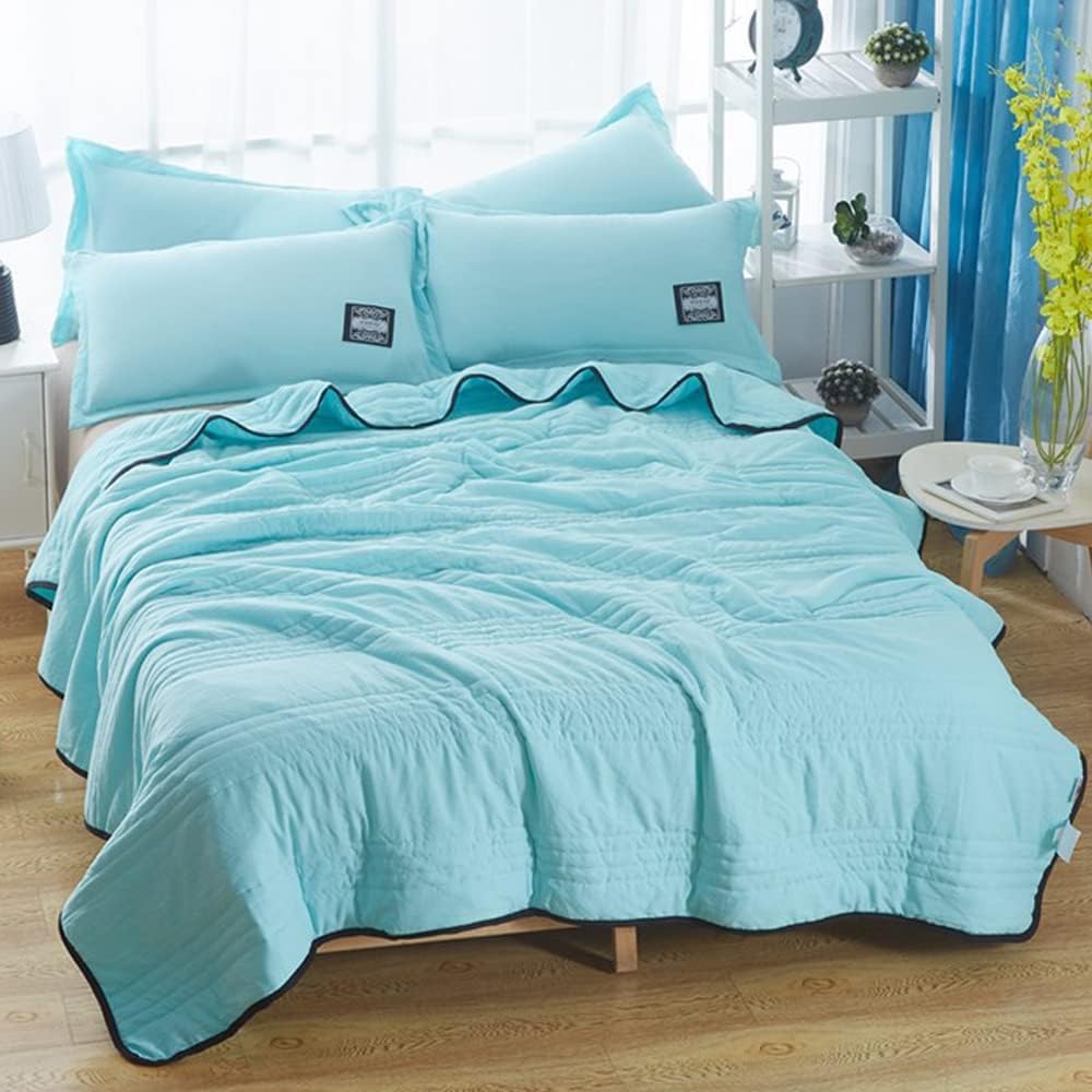 Stitched Bed Blanket Polyester Throw with Contrast Piping for Bedroom and Living Room