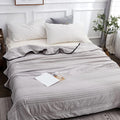 Stitched Bed Blanket Polyester Throw with Contrast Piping for Bedroom and Living Room